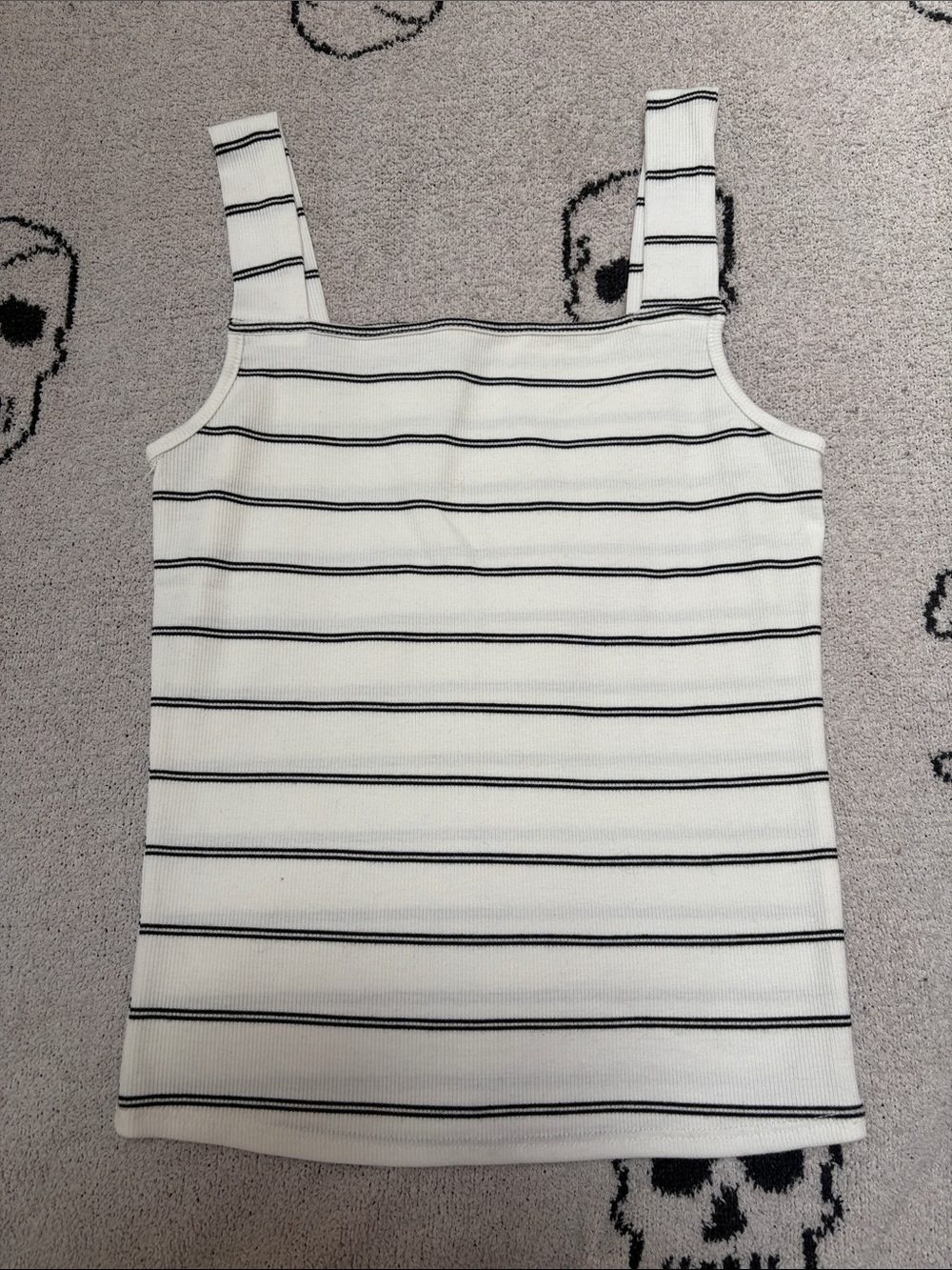 Striped Square-Neck Tank Top - White/Black